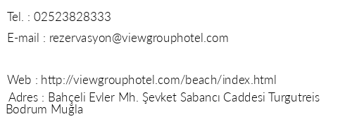View Beach Hotel telefon numaralar, faks, e-mail, posta adresi ve iletiim bilgileri
